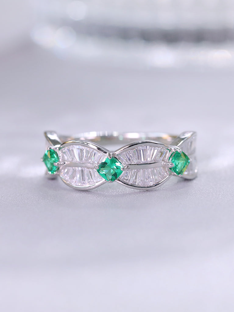 Raneecoco Elegant Cubic  Zirconia  Simulated Emerald Ring