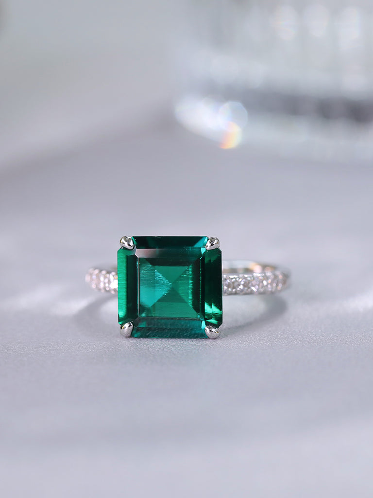 Raneecoco Luxury Classic Large Carat Simulated Emerald Ring