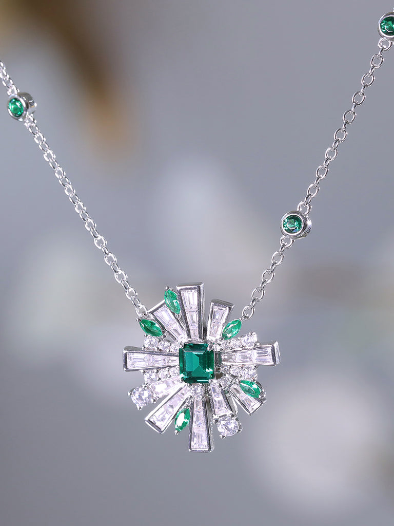 Raneecoco Advanced Fashion Green Radiant Cubic Zirconia Jewelry Set