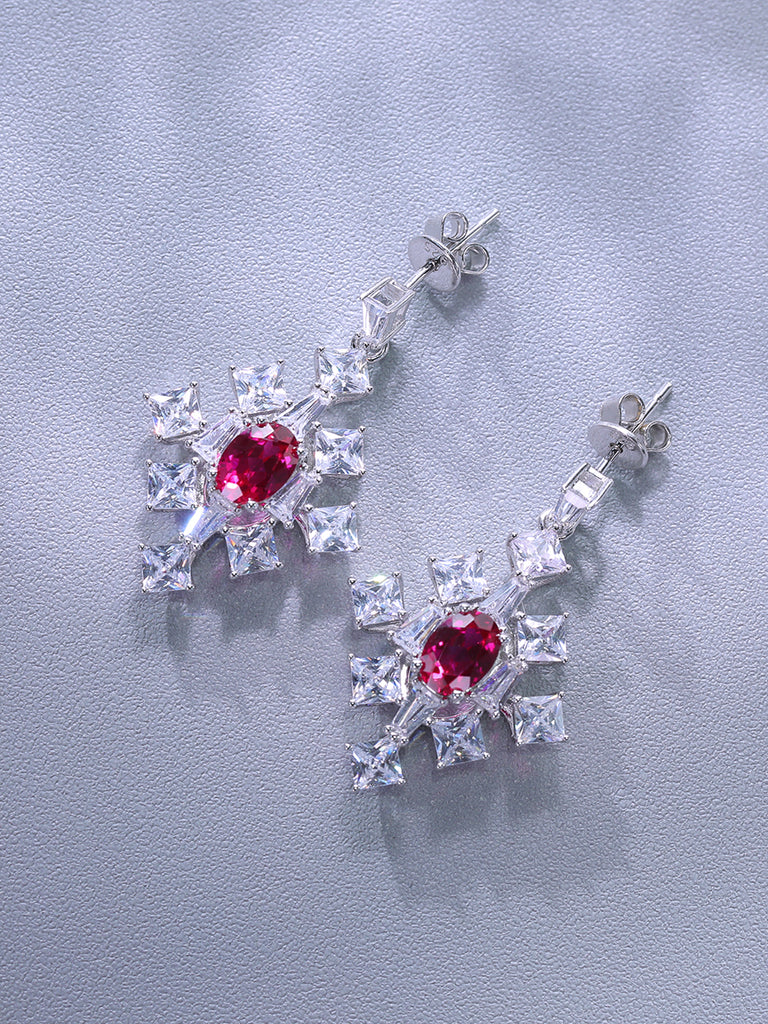 Raneecoco Vintage High-end Baroque Red Cubic Zirconia Simulated Ruby Earrings