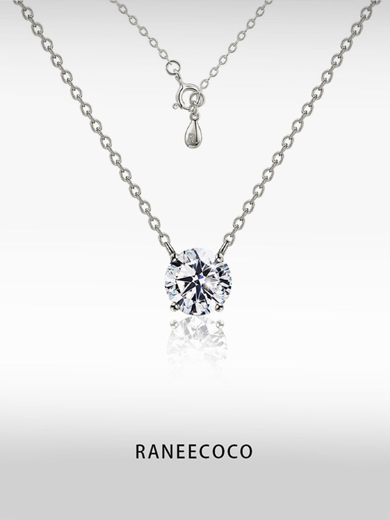 Raneecoco STUNNING FLAME 1.0-3.0 Carat Sterling Silver Cubic Zirconia Necklace for Women