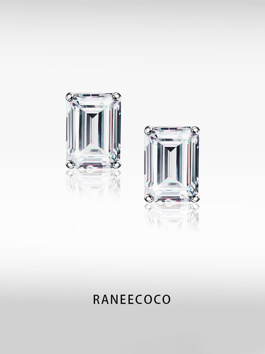 Emerald Cut Stud Earrings - Jewels & Aces